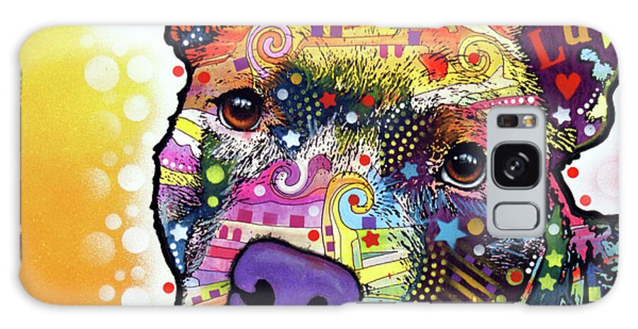 Contemplative Pitpups Galaxy Case featuring the mixed media Contemplative Pit by Dean Russo