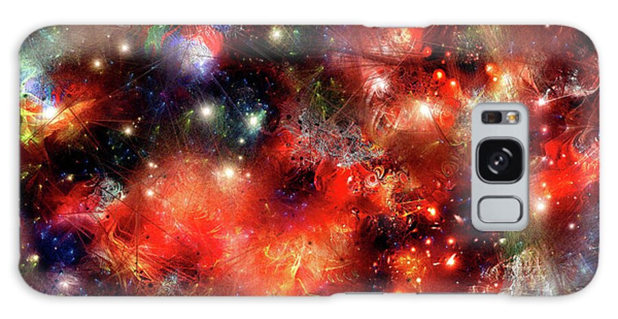 Cosmic Red 5 Galaxy Case featuring the digital art Cosmic Red 5 by Natalia Rudzina