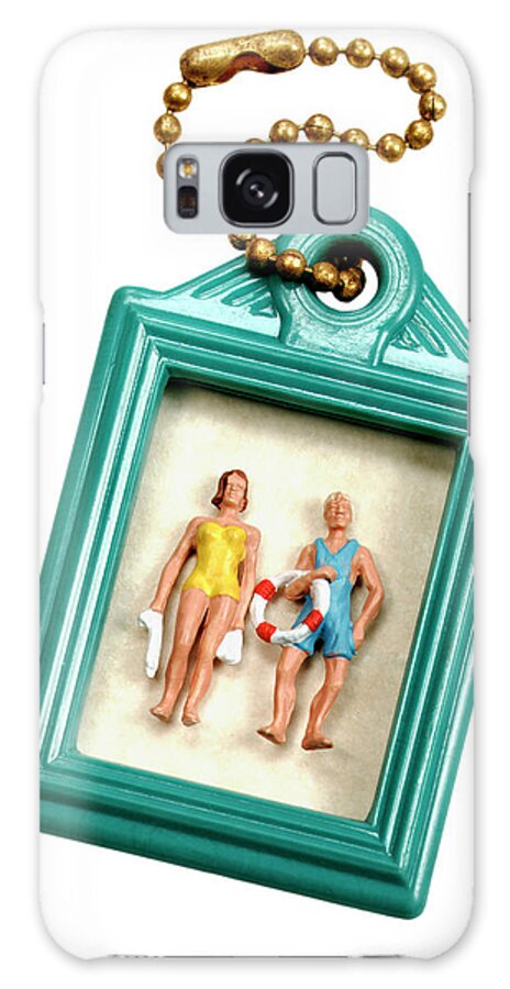 Beach Galaxy Case featuring the drawing Couple at Beach Inside Picture Frame by CSA Images
