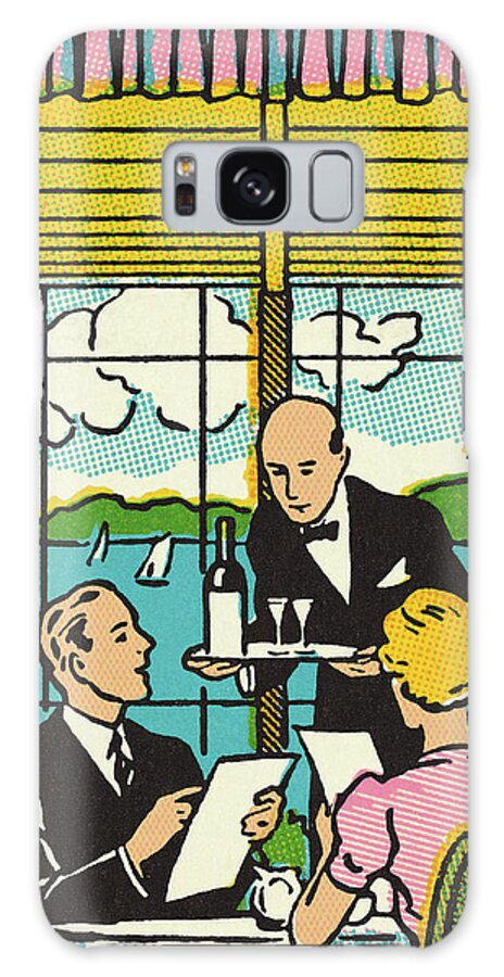 Adult Galaxy Case featuring the drawing Couple Dining at a Restaurant with a View by CSA Images