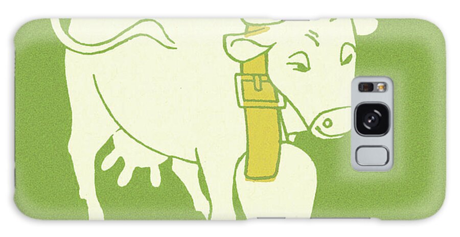 Agriculture Galaxy Case featuring the drawing Cow Wearing Bell by CSA Images