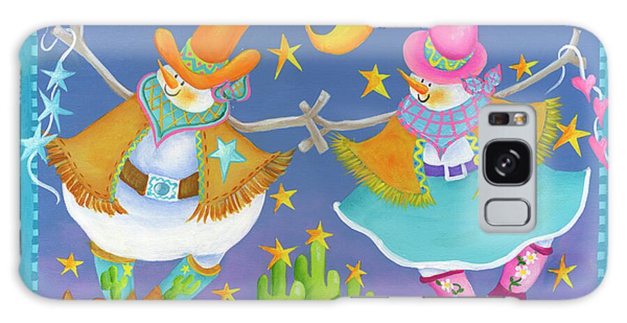 Cowboy And Cowgirl Snowfolk Galaxy Case featuring the painting Cowboy And Cowgirl Snowfolk by Pat Olson Fine Art And Whimsy
