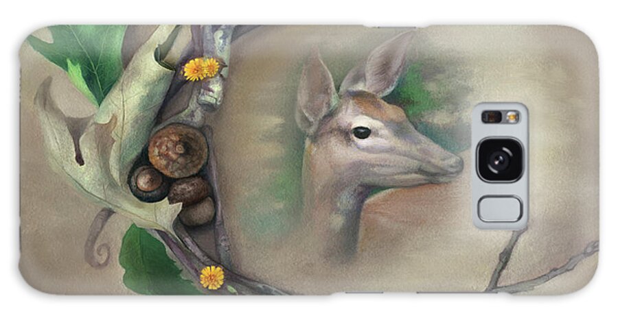 Crescent Deer Spirit Galaxy Case featuring the painting Crescent Deer Spirit by Art And A Little Magic