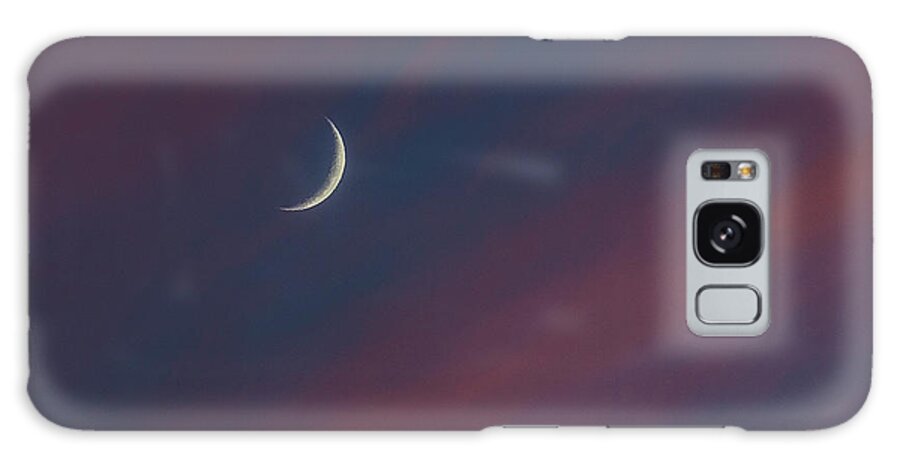 Moon Galaxy Case featuring the photograph Crescent Moon with Pink Clouds by Alex Lapidus