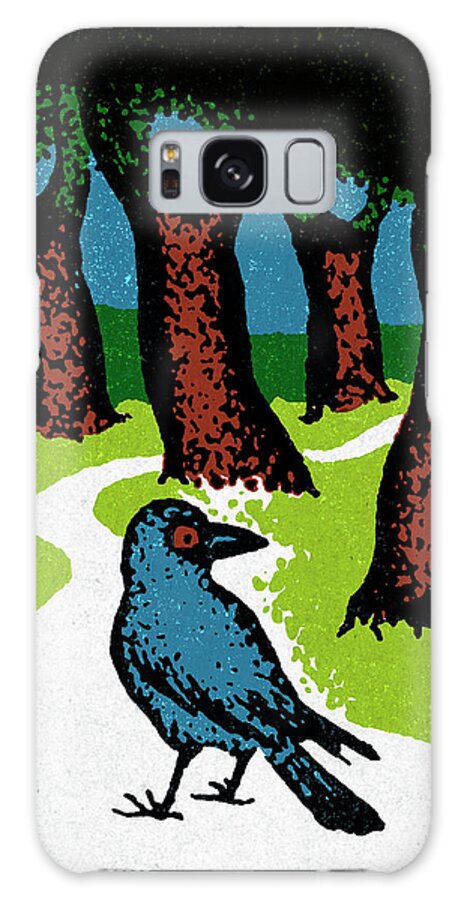 Animal Galaxy Case featuring the drawing Crow on a Path in the Woods by CSA Images