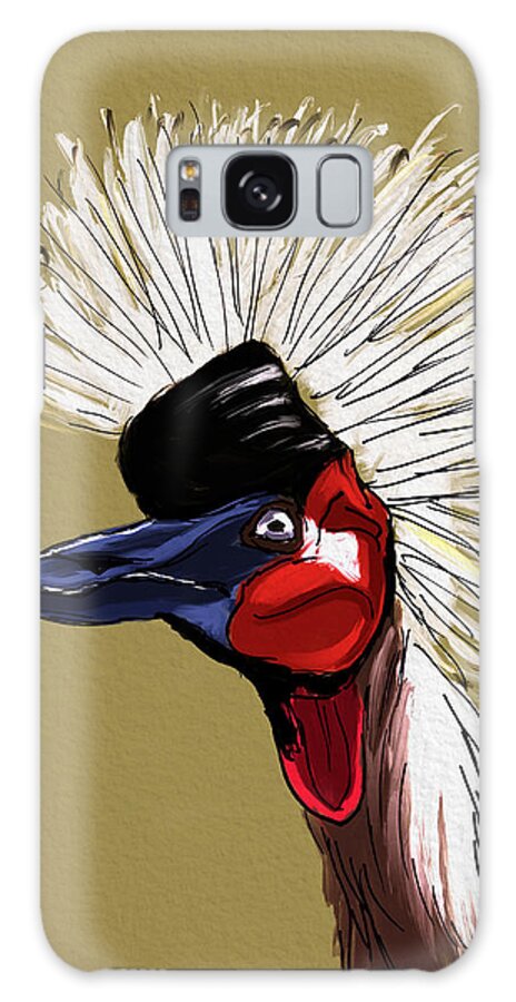 Birds Galaxy Case featuring the digital art Crowned Crane by Michael Kallstrom