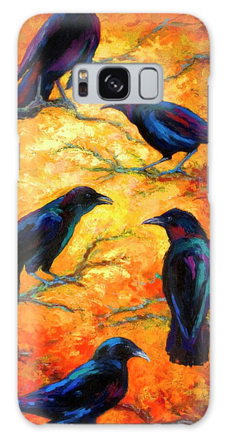 Crows 9 Galaxy Case featuring the painting Crows 9 by Marion Rose