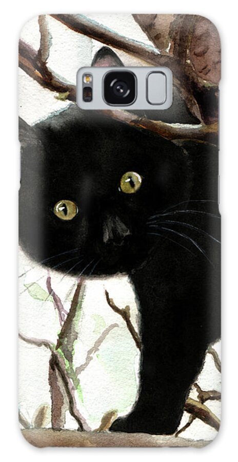 Curious Timmy Galaxy Case featuring the painting Curious Timmy by Doris Joa