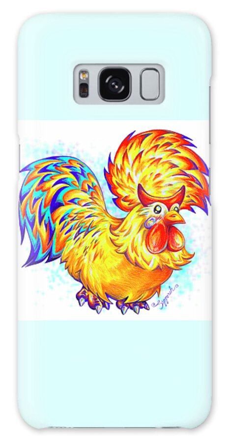 Nature Galaxy Case featuring the drawing Cute Cartoon Rooster I by Sipporah Art and Illustration