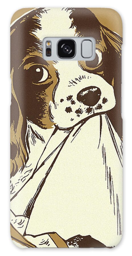 Animal Galaxy Case featuring the drawing Cute Puppy with a Cloth in its Mouth by CSA Images