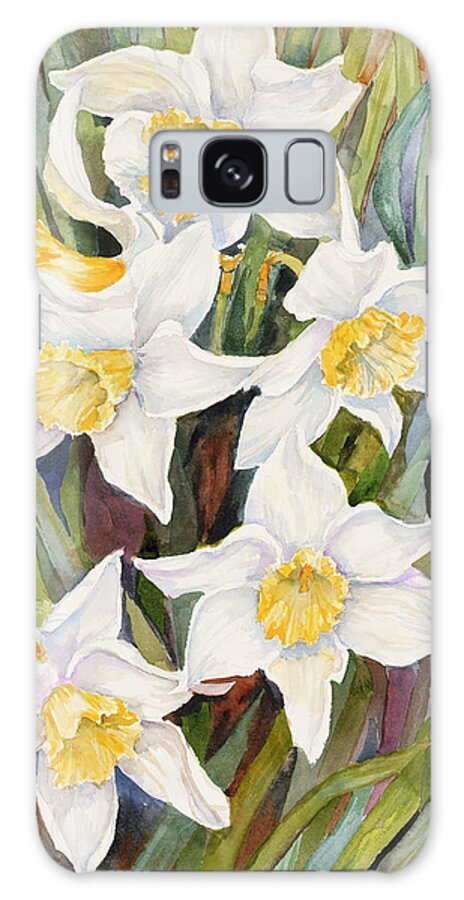 Flowers Galaxy Case featuring the painting Daffodil Heads by Joanne Porter