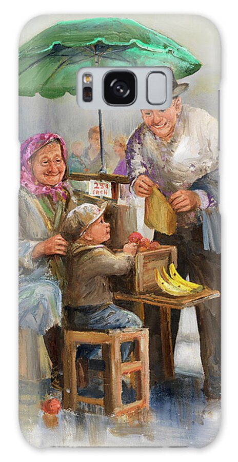 Elderly Couple Galaxy Case featuring the painting Dd_062 by Dianne Dengel
