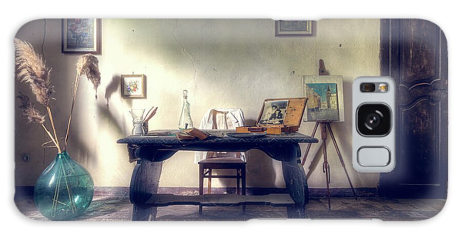 Urban Galaxy Case featuring the photograph Desk of an Artist by Roman Robroek