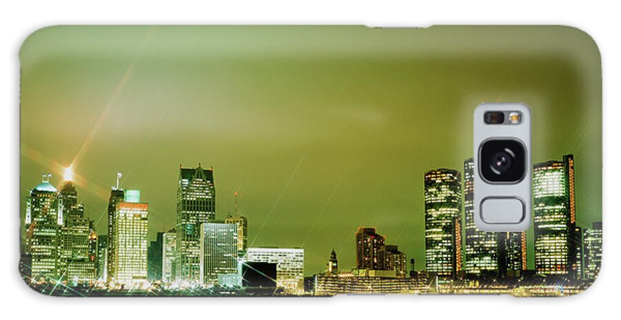 Detroit Skyline - Nighttime Galaxy Case featuring the photograph Detroit Skyline - Nighttime, Michigan 92 - Color by Monte Nagler