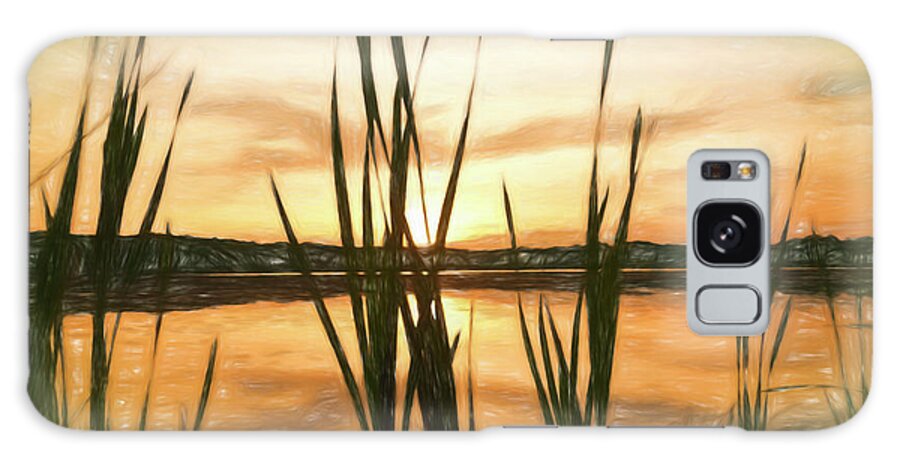 Digital Art Giant Reeds Colorful Sunset In Crayon Galaxy Case featuring the photograph Digital Art Giant Reeds Colorful Sunset In Crayon by Anthony Paladino