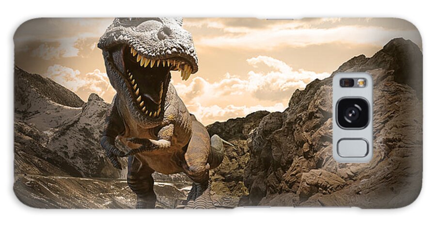 Big Galaxy Case featuring the photograph Dinosaurs Model On Rock Mountain by Sahachatz