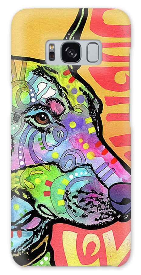 Doberman Luv Galaxy Case featuring the mixed media Doberman Luv by Dean Russo