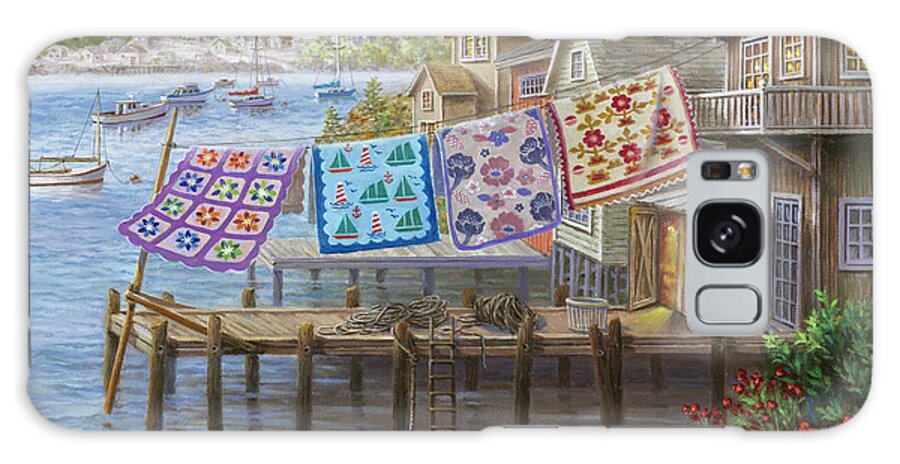 Dock Side Quilts Galaxy Case featuring the painting Dock Side Quilts by Nicky Boehme