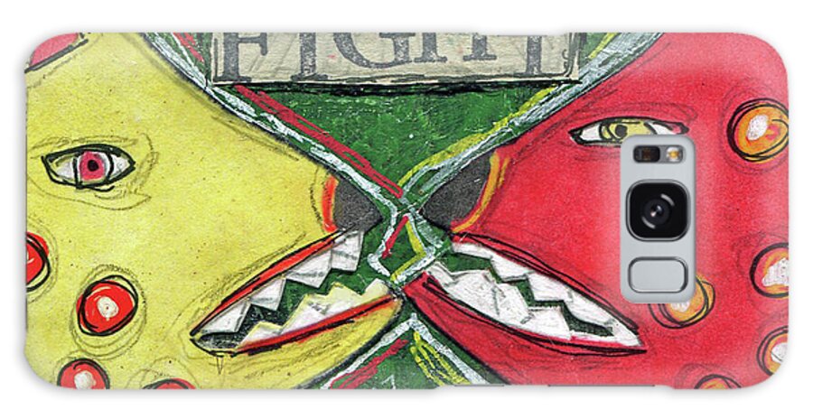 Dog Fight Galaxy Case featuring the painting Dog Fight by Funked Up Art