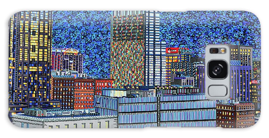 Downtown Galaxy Case featuring the painting Downtown Raleigh - City at Night by Micah Mullen