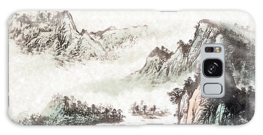 Chinese Culture Galaxy Case featuring the digital art Drawing Of A Mountain Landscape by Vii-photo