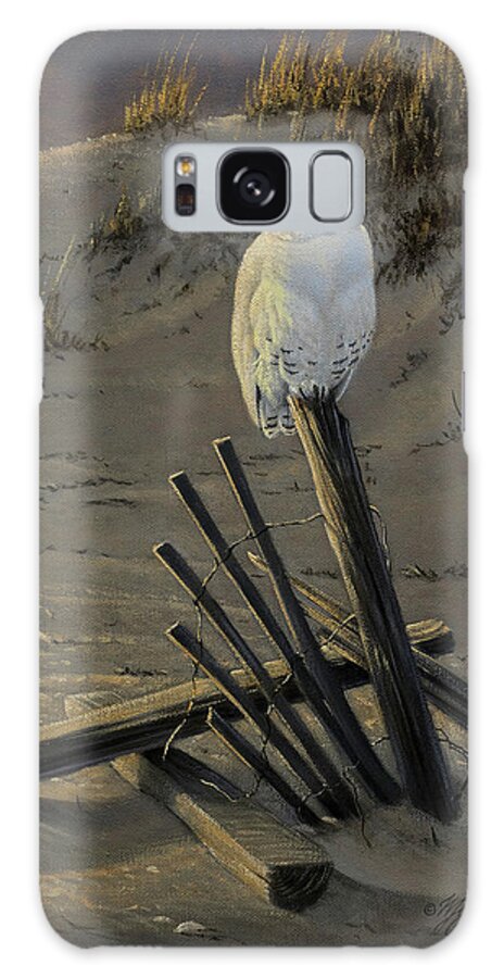 Dune Watcher - Snowy Owl Galaxy Case featuring the painting Dune Watcher - Snowy Owl by Wilhelm Goebel