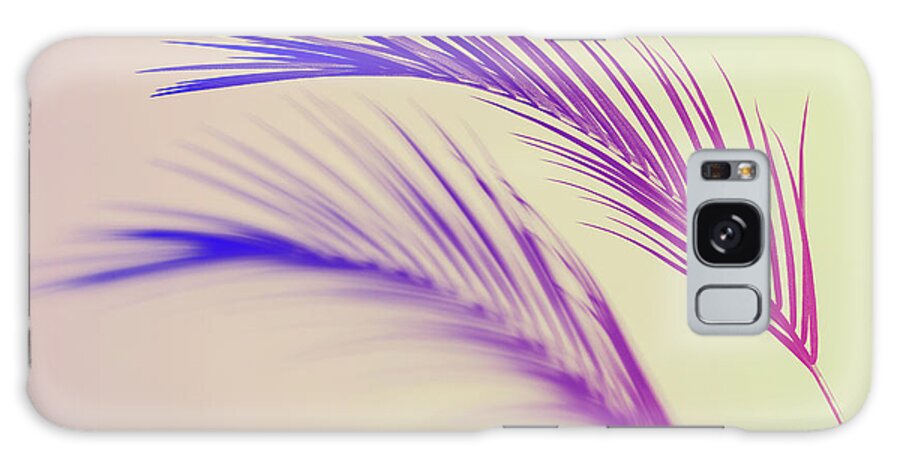 Palm Galaxy Case featuring the photograph Duotone background of tropical palm leaves by Michal Bednarek