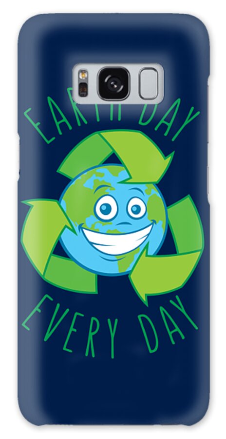 Green Galaxy Case featuring the digital art Earth Day Every Day Recycle Cartoon by John Schwegel