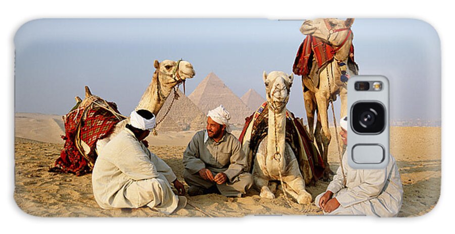 People Galaxy Case featuring the photograph Egypt, Giza, Camel Drivers Having Rest by Frans Lemmens