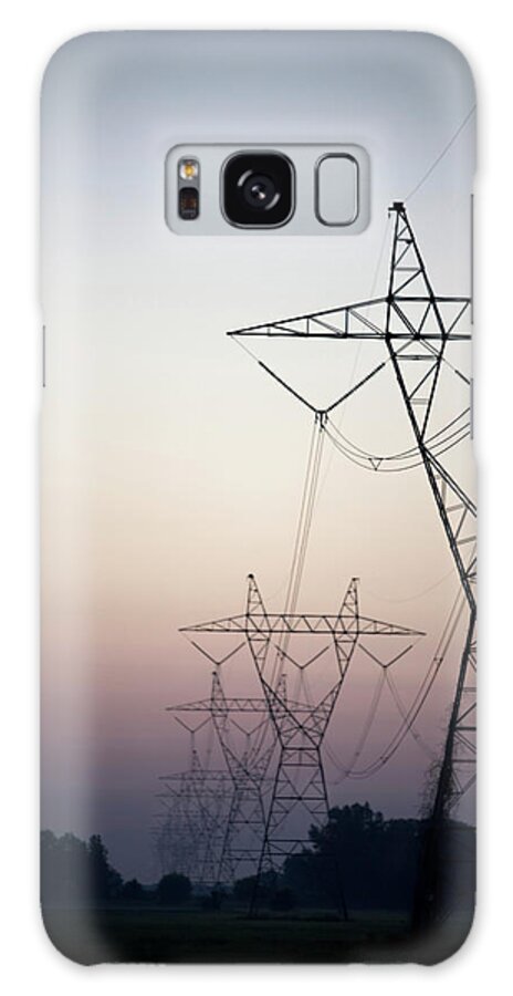 Tranquility Galaxy Case featuring the photograph Electrical Power Lines Against The by Wesley Hitt