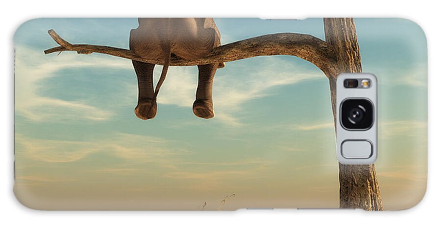 Harmony Galaxy Case featuring the digital art Elephant Stands On Thin Branch by Orla
