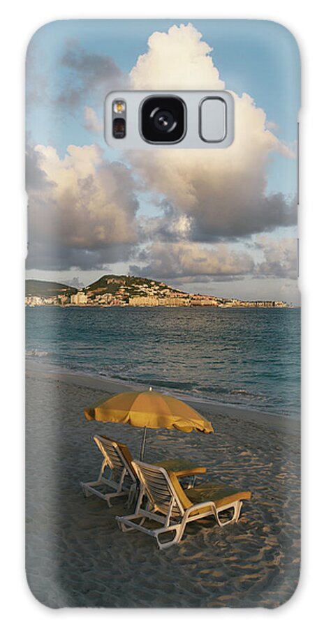 Caribbean Galaxy Case featuring the photograph Empty Beach Chairs After A Day At The Beach On Saint Martin by Cavan Images