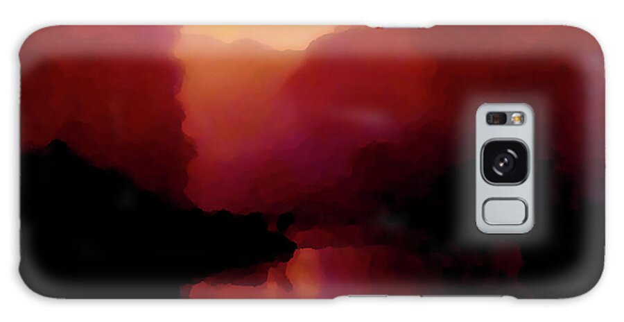 Photography Digital Impressionism Sundown Water Reflections Nature Peggy Cooper Hendon Rust Orange Yellow Galaxy Case featuring the photograph End of Day 3 by Peggy Cooper-Hendon
