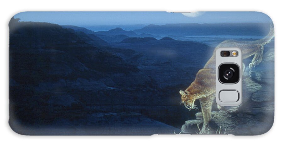 A Cougar Walking Down A Ledge Galaxy Case featuring the photograph Enter The Badlands by Gordon Semmens