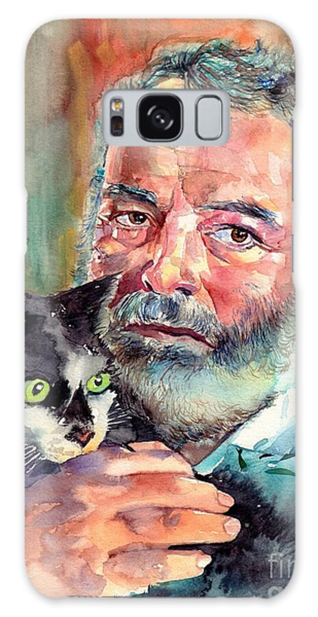 Ernest Miller Hemingway Galaxy Case featuring the painting Ernest Hemingway Portrait by Suzann Sines