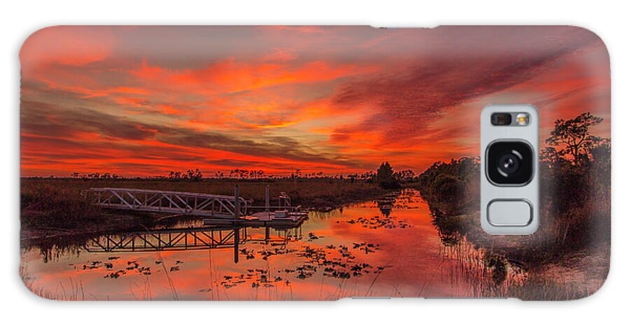 Sun Galaxy Case featuring the photograph Explosive Sunset at Pine Glades by Tom Claud