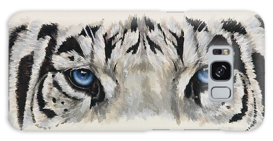 Tiger Galaxy Case featuring the painting Eye-catching White Tiger by Barbara Keith