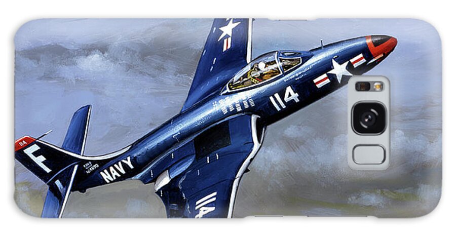 Military Aircraft Galaxy Case featuring the painting McDonnell F2H Banshee by Jack Fellows