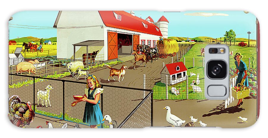 Agriculture Galaxy Case featuring the drawing Family on the Farm by CSA Images