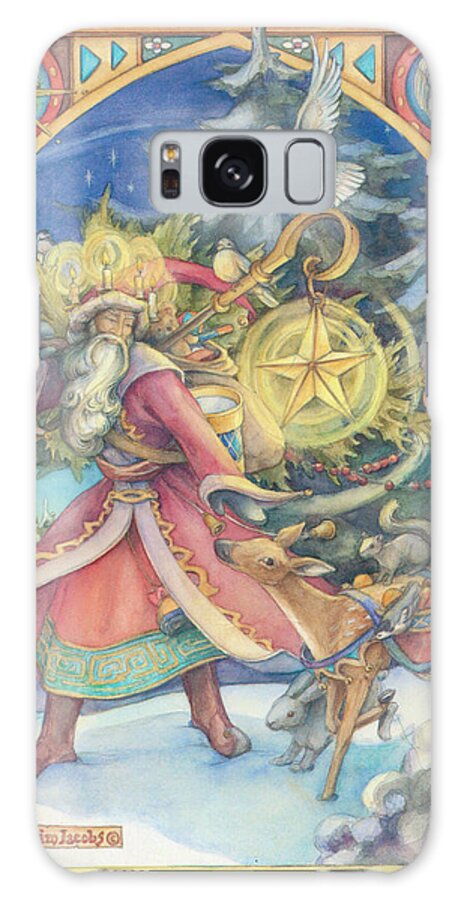 Father Christmas Card Galaxy Case featuring the painting Father Christmas Card by Kim Jacobs