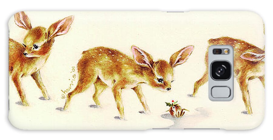 Deer Galaxy Case featuring the painting Fawns by Peggy Harris