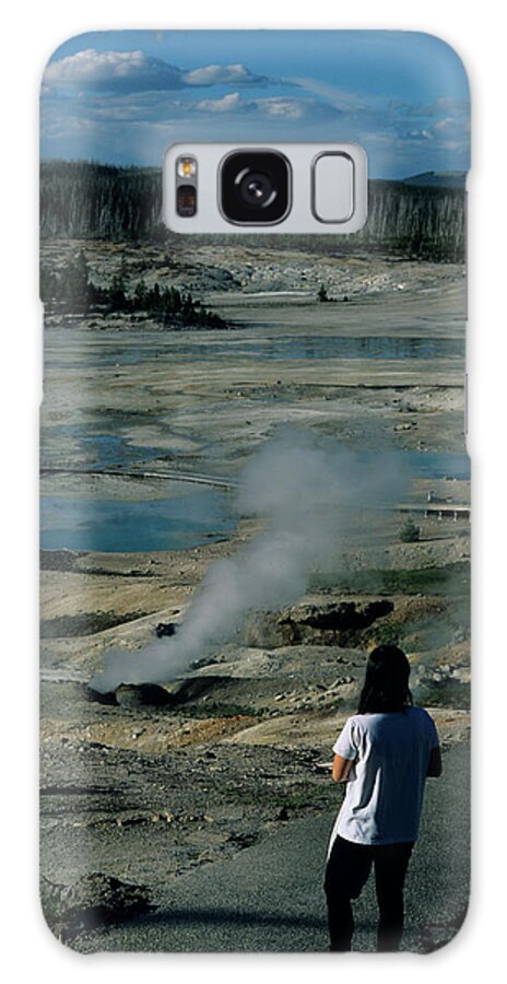 Geyser Galaxy Case featuring the photograph Female Hiker Looking Into Porcelain by Karl Weatherly