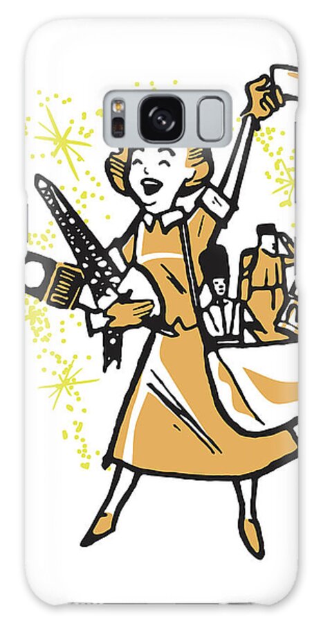 Adult Galaxy Case featuring the drawing Female Tourist with Many Souvenirs by CSA Images
