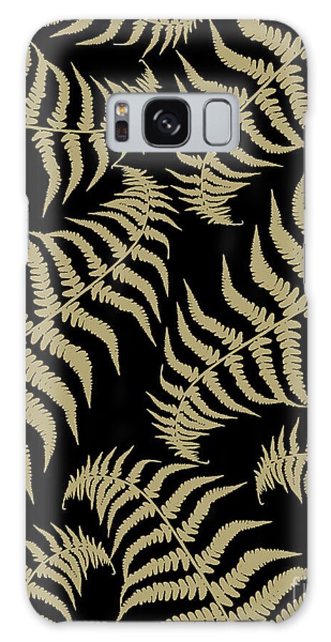Collage Galaxy Case featuring the mixed media Fern Leaves Pattern - Golden Dream #1 #ornamental #decor #art by Anitas and Bellas Art