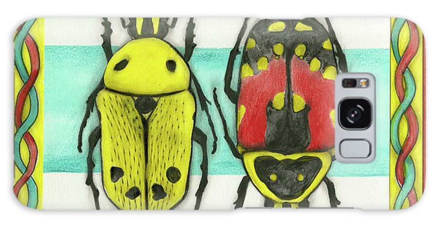 Festive Jewel Beetles Galaxy Case featuring the painting Festive Jewel Beetles by Claudia Interrante