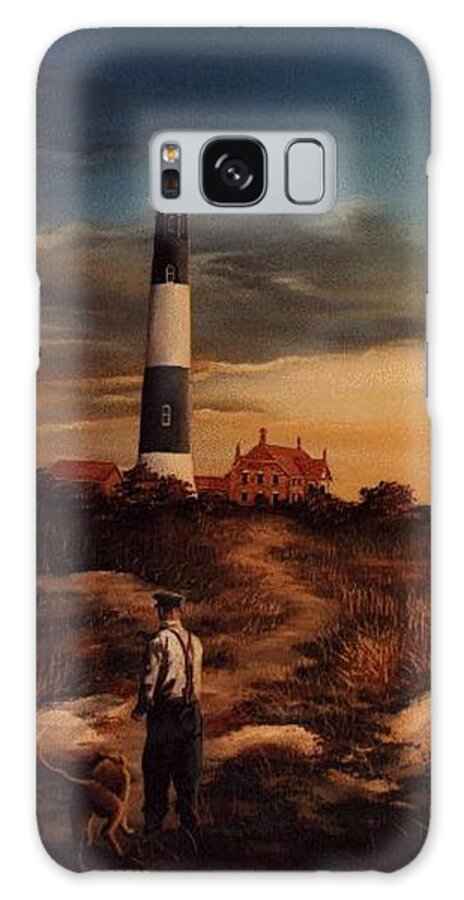 Lighthouse Galaxy Case featuring the painting Fire Island Lighthouse New York 1826 by Teresa Trotter