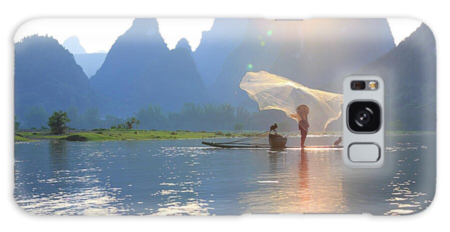 Scenics Galaxy Case featuring the photograph Fishing On The Li River by Bihaibo