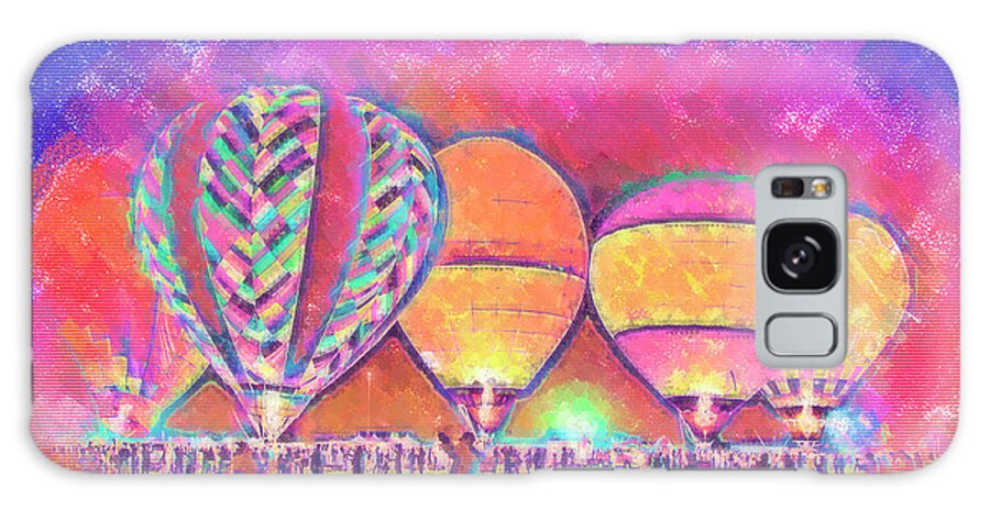 Balloons Galaxy Case featuring the digital art Five Glowing Hot Air Balloons In Pastel by Kirt Tisdale