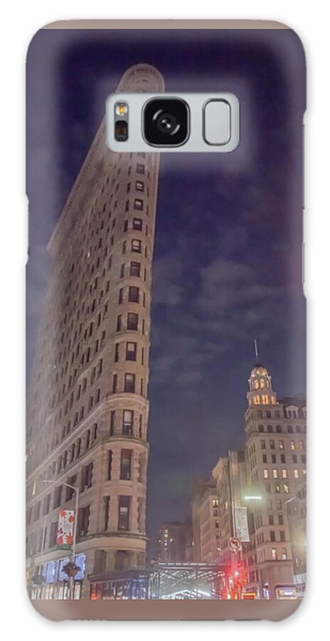 Flat Iron Building Galaxy Case featuring the photograph Flat Iron Building at night by Alan Goldberg