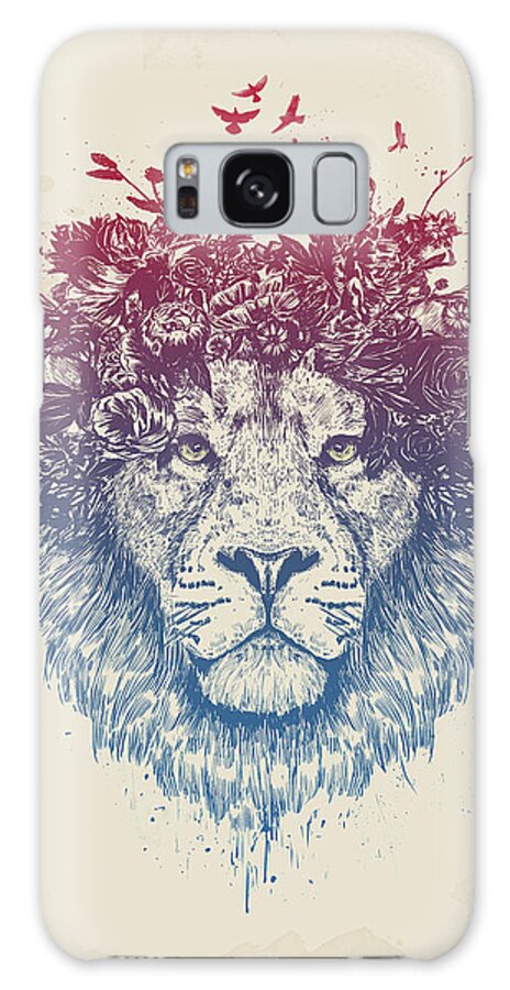 Lion Galaxy Case featuring the drawing Floral lion III by Balazs Solti